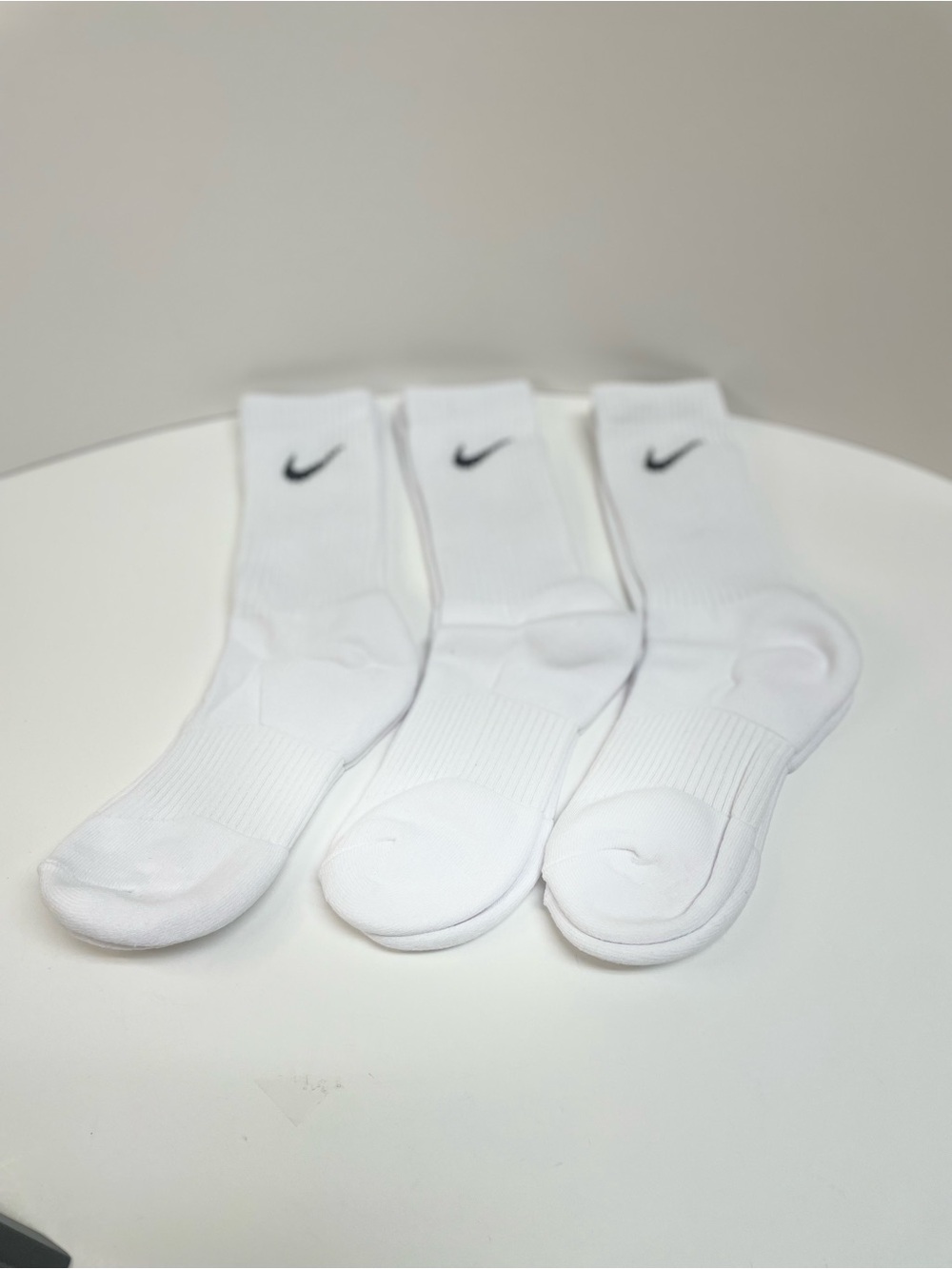 Nike White Crew Athletic Socks with Black Swoosh - 3 Pairs - Picture 2 of 2